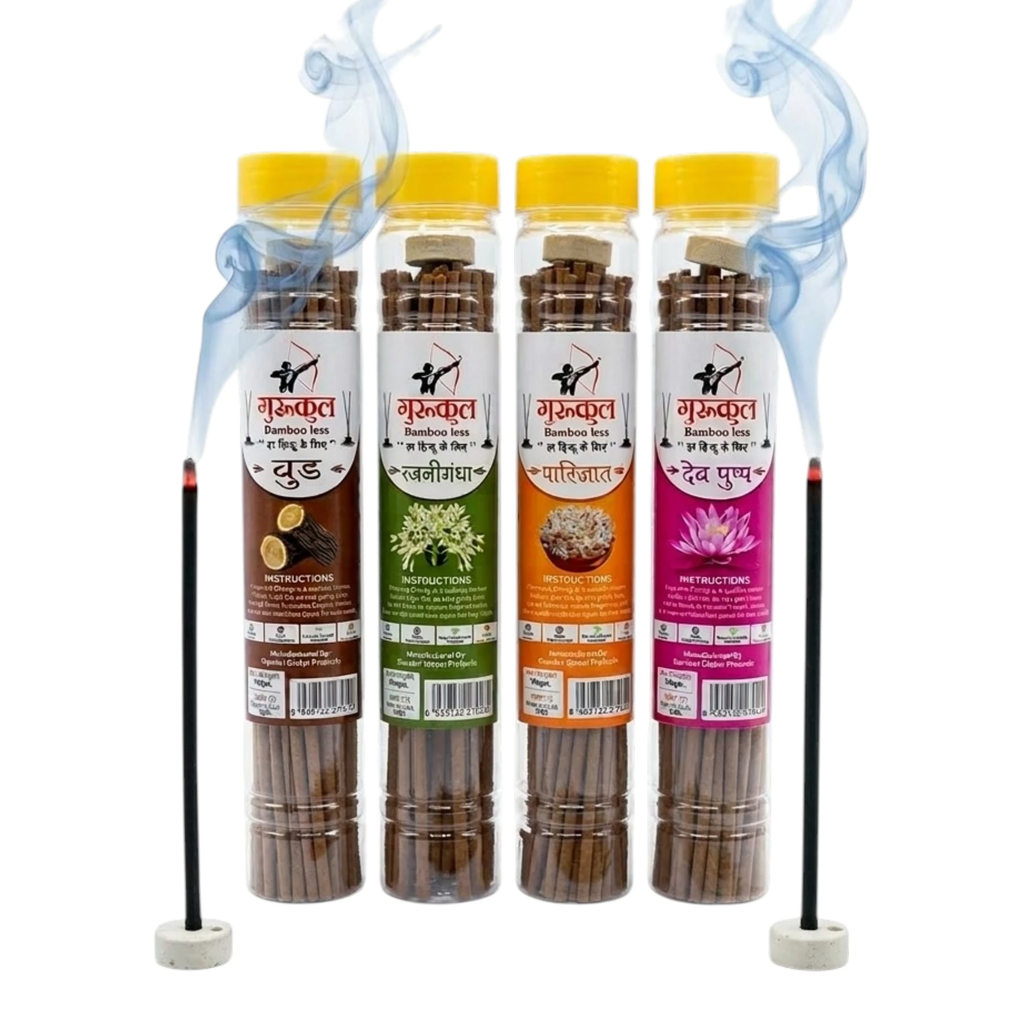Bambooless Agarbatti Pack of 4 (Wood, Rajnigandha, Parijat, Devpushp