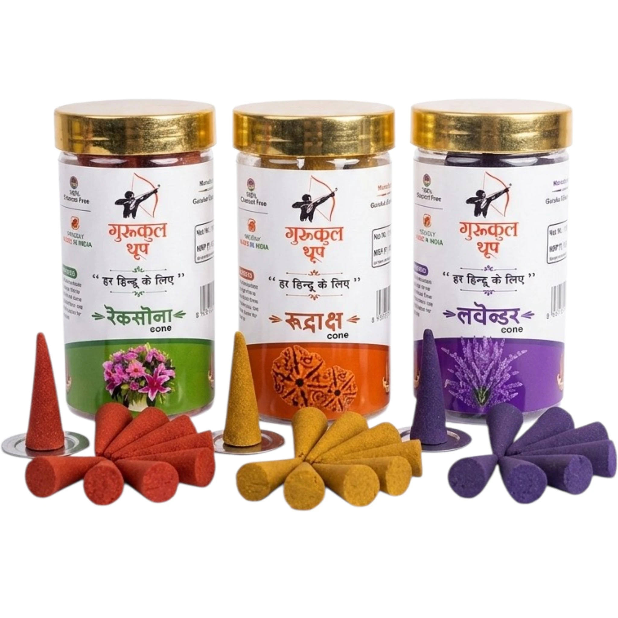 Dhopp Cone Pack of 3 (Rexona, Rudrax, Lavender)